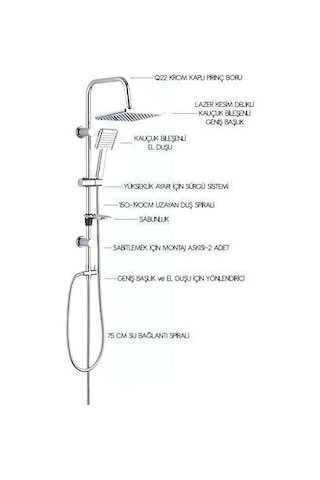 Tema Banyo Rain Plus Tetra Tepe Duş Takımı Seti 53236 Diğer