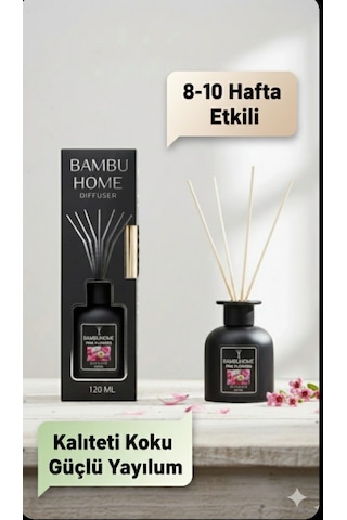 Bambuhome Dıffuser Oda Ofis Ortam Kokusu Pembe Çiçekler 120 Ml Reed Dıffuser Pink Flower Çiçek Buketi