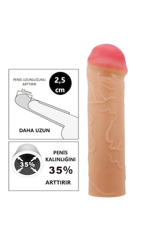Lilitushop 2,5 Cm Dolgulu Premium Ten Rengi Silikon Penis Kılıfı