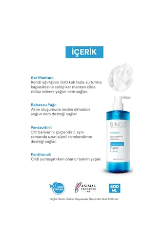 Sinoz Hydrapro Kuru ve Hassas Ciltler için Nemlendiricili Yüz Temizleme Jeli 400 ML
