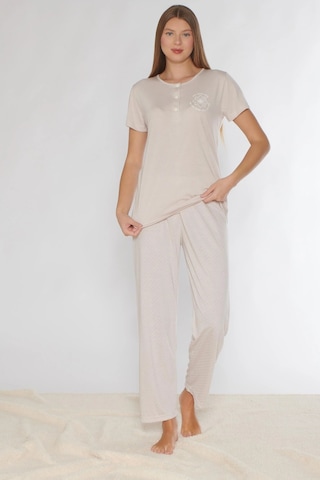 Alperi Kısa Kol Pijama Takımı Viskon 780-54 Taş