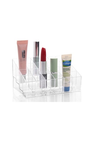 Qingmipy 24 Delikli Şeffaf Dudak Ruj Organizatörü - Masaüstü Kozmetik Depolama Kutusu, Rujları Düzenleyici Ve Gösterici A77