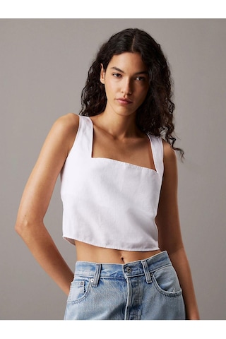 Calvin Klein Kadın Sırt Düğme Kapama Kalın Askı Crop Boy Beyaz Büstiyer J20j225347-yaa-7870 Beyaz