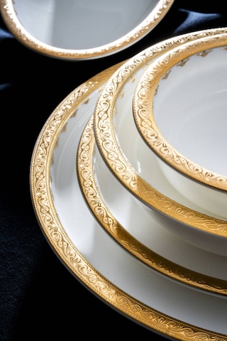 Acar Valiere 12 Kişilik 58 Parça Yemek Takımı Beyaz/gold