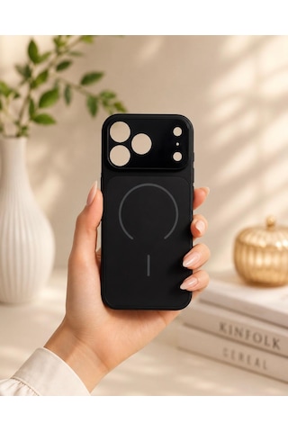İphone 17 Promax Uyumlu Kamera Koruma Mercekli Siyah Lüks Kılıf 01