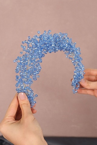 FdayAksesuar Kadın Gelinlere Özel Pollux Kristal Boncuklu Gelin Tacı Saç Aksesuarı FRDY31609