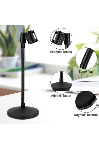 Larkin Ds300 Spiralli Ağırlıklı Masa Üstü Kürsü Mikrofon Standı