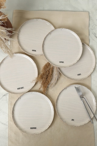 Keramika Deep Collection Mottolu Pasta Tabağı 22 Cm 6 Adet 22650-55 Krem
