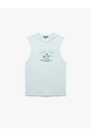 Koton Bisiklet Yaka Pamuklu Regular Fit Baskılı Kolsuz Atlet Mavi 5sam30019mk Mavi