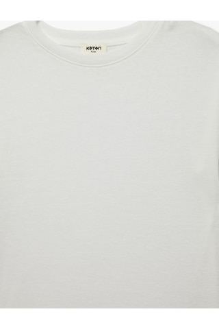 Koton Pamuklu Kısa Kollu Bisiklet Yaka Oversize Tişört Beyaz 6skb10132tk Beyaz