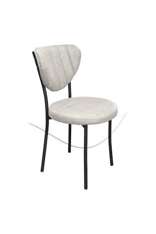 Nemeron Elit Mutfak Sandalyesi Keten Kumaş Metal Sandalye Silinebilir Kafe Salon Sandalyesi - Krem Krem