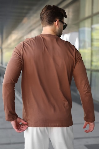 Madmext Kahverengi Pamuklu Slim Fit Erkek Tişört E7187