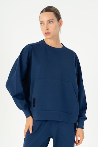 Maraton Oversize Kadın Bisiklet Yaka Açık Lacivert Sweatshirt Açık Lacivert