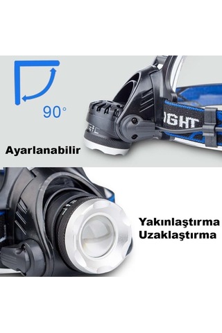 Alfalink Led Profesyonel Kafa Lambası 3 Mod, Şarjlı Kafa Lambası Siyah