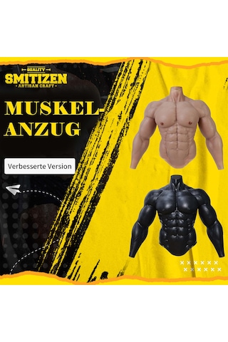 Smıtızen Silikon Kas Takım Elbise Erkek Göğüs Üst Vücut Kolları İle Gerçekçi Erkek Kas Kostüm Cosplay Cadılar Bayramı Karnaval Siyah