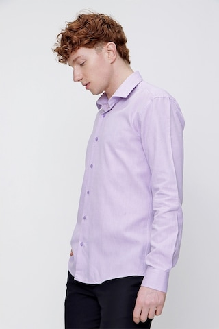 Morven Erkek Lila %100 Pamuk Oxford Slim Fit Dar Kesim Gömlek Lila