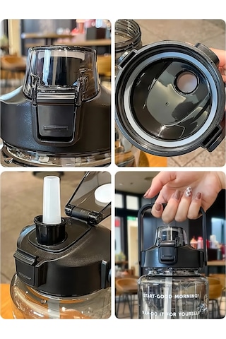 Motivasyonel Su Matarası 2 L Pipetli Mavi