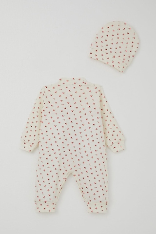 Breeze Kız Bebek Tulum Kiraz Bahçesi 0-6 Ay, Krem Krem