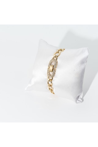 Biem Taşlı Kilit Xuping Bileklik Gold/gümüş