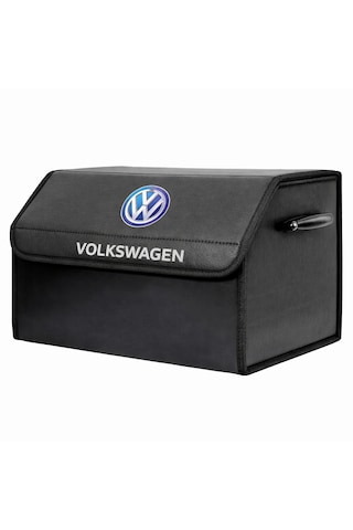 Volkswagen Marka Logolu Oto Bagaj Organizer Çanta Oto Bagaj Çantası 2 Bölmeli Suni Deri 48 Cm X 31 Cm X 29 Cm