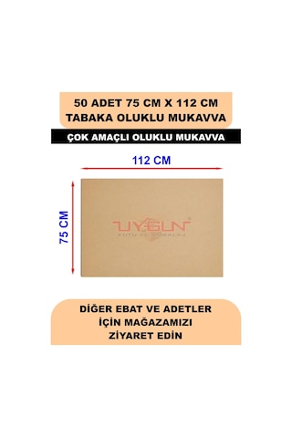 50 Adet 75cm X 112cm Baskısız Tabaka Oluklu Mukavva, Çocuk Etkinlik Kartonu, Maket Kartonu, Kargo Kartonu