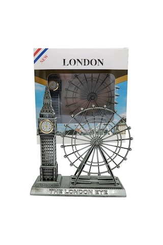 Vintage Metal İngiltere London Big Ben Ve London Eye Biblo Gümüş 20cm
