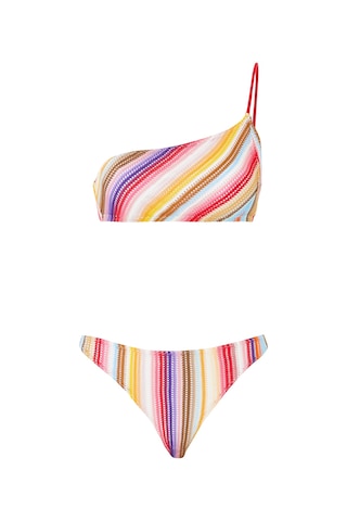 Missoni Tek Omuzlu Örgü Bikini - Kırmızı Çok Renkli