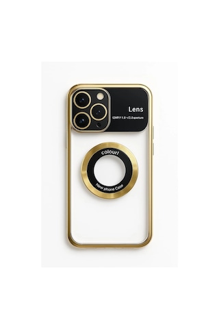 Apple Uyumlu iPhone 13 Pro Max Kılıf Kamera Korumalı Magsafe Colourl Gold