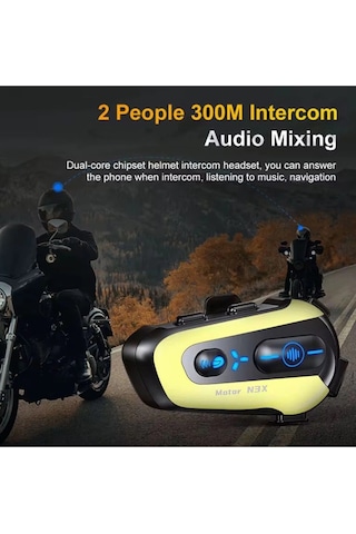 N3x Rgb Işıklı Intercom 3 Kişi Bağlantılı 1000mah Motosiklet Kulaklık Seti