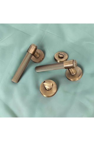 Sare Mat Antik Sarı Rozetli Wc Banyo Kapı Kolu Elegant Model