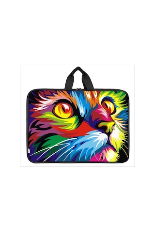Askılı, Fermuarlı 35x50 Resim Çantası Su Geçirmez Ketenli Kumaş 35x50 Proje Çantası Kedi