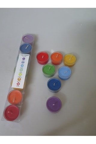 7 Chakra Meditasyon Kristal Kap Içi Mum Seti-Large 7 Chakra Meditasyon Kristal Kap Içi Mum Seti-Large
