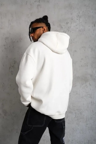 Veraura Lifestyle 3 İplik Kapşonlu Sweatshirt Hoodie - Beyaz Siyah