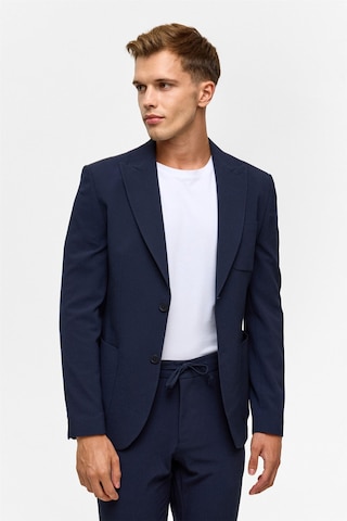 Süvari Lacivert Slim Desenli Sivri Yaka 6 Drop Takım Elbise-38834 Lacivert