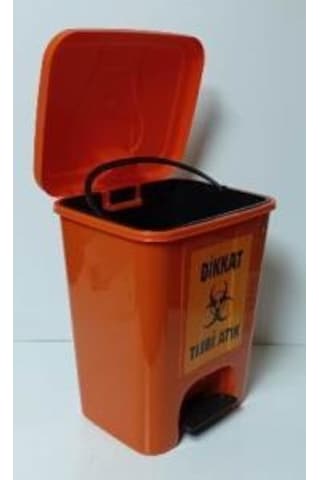 Tıbbi Atık Kovası 25 Lt Köşeli Pedallı