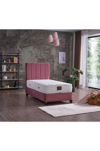 Rosalinda Tek Kişilik Baza + Başlık + Yatak Set 3 Lü Set Pembe