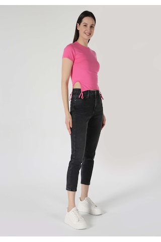 Colins Slim Fit Yuvarlak Yaka Kadın Pembe Kısa Kol Tişört Cl1063336 Q1.v2 Pın Pembe