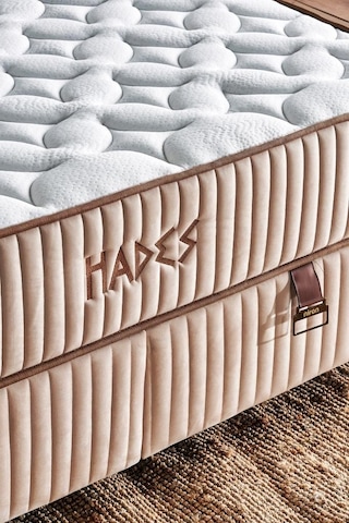 Hades Yatak Baza Ve Başlık Seti 180x200 Cm Çift Kişilik Paket Yaylı Lüks Yatak Krem Baza Başlık