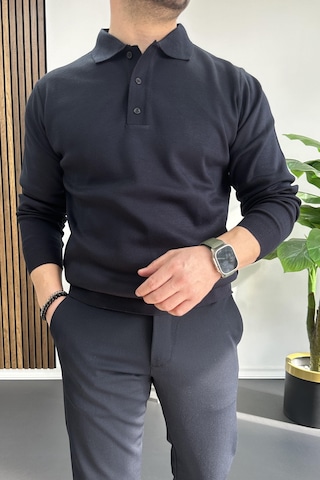 Edwox Erkek Düğmeli Polo Yaka Kazak Lacivert Edw231 Lacivert