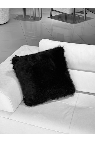 Yumuşak Peluş Kırlent Dekoratif, Konforlu & Modern Ev Aksesuarı Kolay Temizlenir Siyah