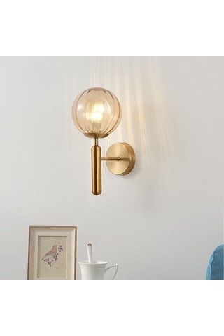 Novahub Yuvarlak Cam Led Duvar Lambası Otel/yatak Odası Başucu Oturma Odası, Krem Beyaz Abajur Beyaz