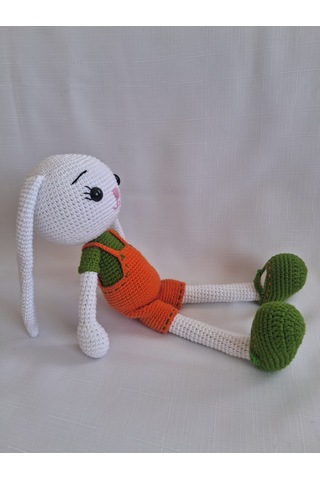 Amigurumi Yeşil Turuncu Uykucu Tavşan Oyuncak