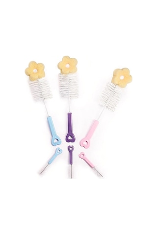 Hanymish 5'li Cam Biberon Emzik Yenidoğan Hediye Seti Pembe Fırça Hediyeli