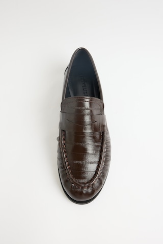 Lutvelizade Loafer 2517 Klasik Deri Görünümlü Oval Burun Acı Kahve Su Yolu Kadın Loafer
