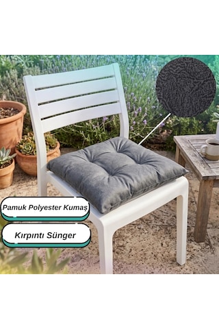 3'lü Set 40x40 Cm Antrasit Modern Sandalye Minderi - Konforlu Bahçe, Mutfak Ve Yemek Masası Sandalye Minderi Bağcıksız Sade Tasarım Antrasit - Gri