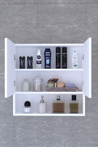 Life Aynalı Çok Amaçlı Aynalı Raflı Banyo Dolabı - Beyaz Diğer