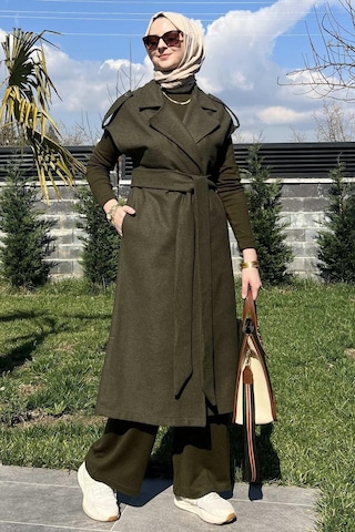 Rabia Şamlı Apoletli Haki Yelek Normal