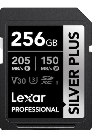 Lexar 256 GB Silver Plus SD UHSI V30 U3 205MB/S Hafıza Kartı