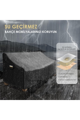 Haegs Tek Kişilik Bahçe Koltuk Örtüsü, Koruma Kılıfı, Su Geçirmez Açık Hava Bahçe Mobilya Kılıfları, Dış Mekan Sandalye Kılıfı Örtü Branda, Ağır Hizmet Tipi, 80-95-90cm - Siyah