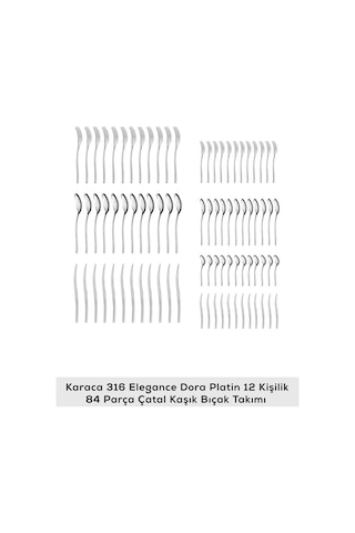 Karaca  316 Premium Dora Platin 12 Kişilik 84 Parça Çatal Kaşık Bıçak Takımı